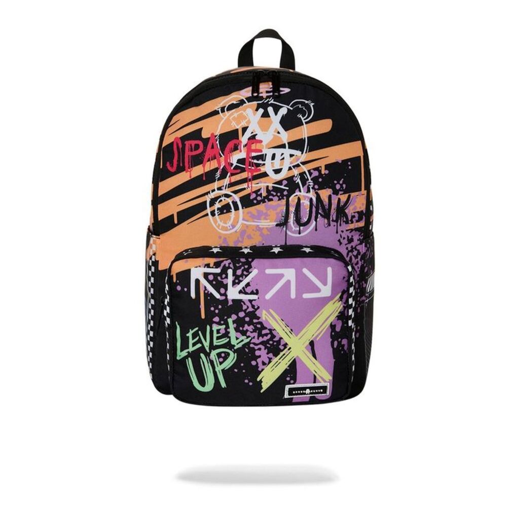 Space Junk 18" Orange Graffiti Backpack - Black